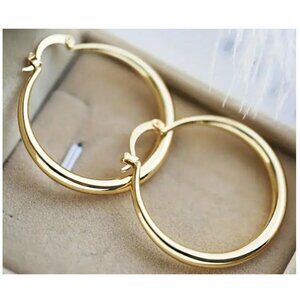 18k Gold Electro-Plated Hoop Earrings Hypoallergenic Stainless Steel Post